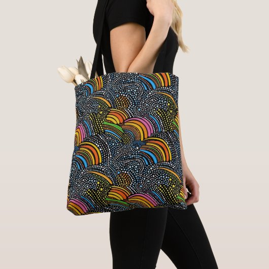 Rainbow pride dot art canvas tas (Dichtbij)