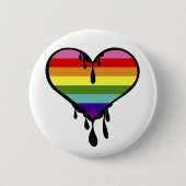 Rainbow Pride Dripping Heart Ronde Button 5,7 Cm (Voorkant)