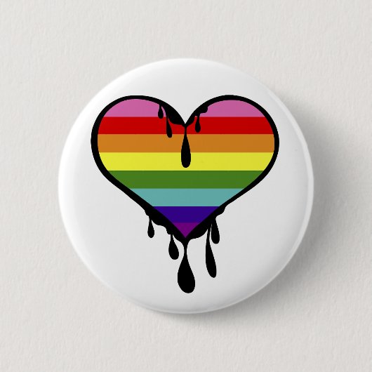 Rainbow Pride Dripping Heart Ronde Button 5,7 Cm (Voorkant)
