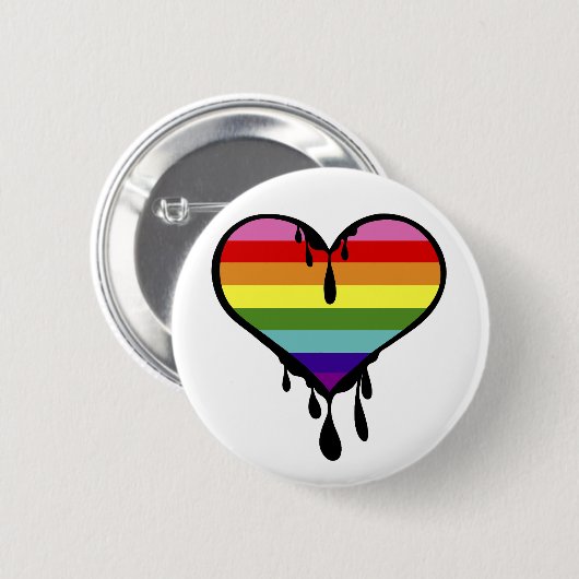 Rainbow Pride Dripping Heart Ronde Button 5,7 Cm (Voorkant /achterkant)