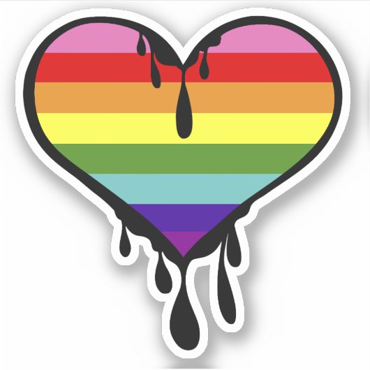Rainbow Pride Dripping Heart Sticker (Voorkant)
