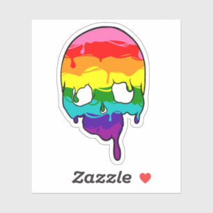 Rainbow Pride Dripping Skull Sticker