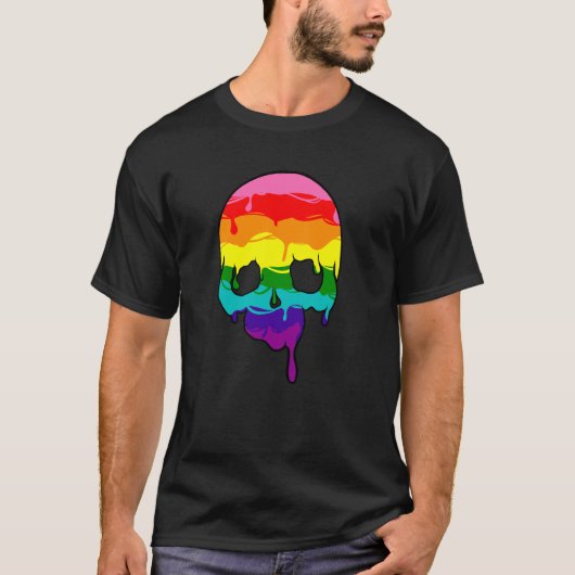 Rainbow Pride Dripping Skull T-shirt (Voorkant)