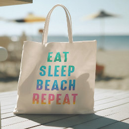 Rainbow Pride Eat Sleep Beach Herhaal Tote Bag