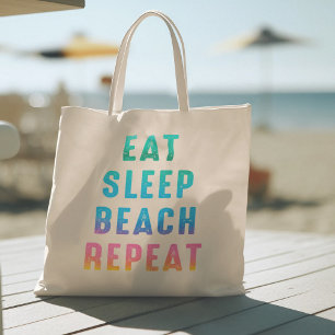 Rainbow Pride Eat Sleep Beach Herhaal Tote Bag