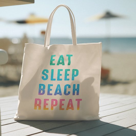 Rainbow Pride Eat Sleep Beach Herhaal Tote Bag