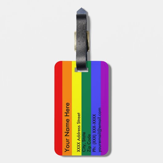 Rainbow Pride Flag Bagagelabel (Achterkant verticaal)
