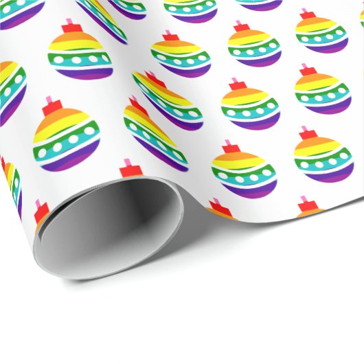 Rainbow Pride Flag Bauble Pattern LGBTQ Kerstmis Cadeaupapier (Rol Hoek)