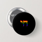Rainbow Pride Flag Chai Hebreeuwse Joodse LGBT Tan Ronde Button 5,7 Cm (Voorkant /achterkant)