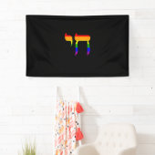 Rainbow Pride Flag Chai Hebreeuwse Joodse LGBT Tan Spandoek (Insitu)
