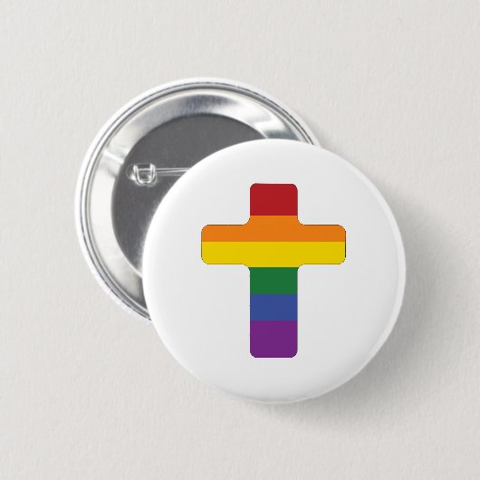 Rainbow Pride Flag Cross Ronde Button 5,7 Cm (Voorkant /achterkant)