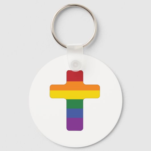 Rainbow Pride Flag Cross Sleutelhanger (Voorkant)