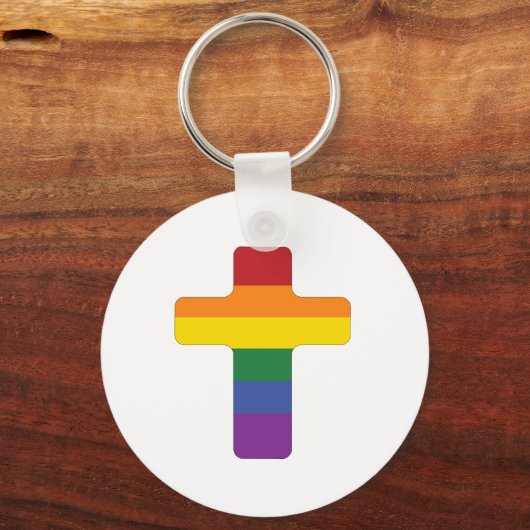 Rainbow Pride Flag Cross Sleutelhanger (Voorkant)