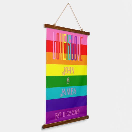 Rainbow Pride Flag Gay Wedding Couple LGBTQ Hangend Wandkleed (Gebogen)