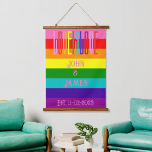 Rainbow Pride Flag Gay Wedding Couple LGBTQ Hangend Wandkleed