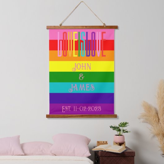 Rainbow Pride Flag Gay Wedding Couple LGBTQ Hangend Wandkleed (Slaapkamer)