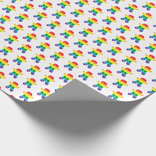 Rainbow Pride Flag Gingerbrood LGBTQ Kerstmis Cadeaupapier (Hoek)