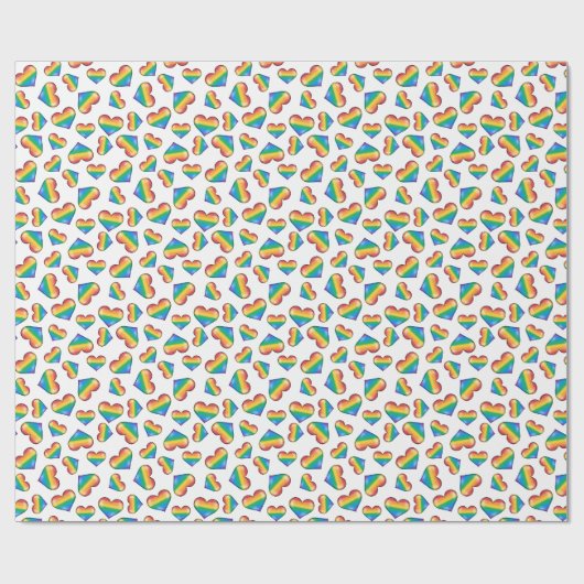 Rainbow Pride Flag Hearts Wrapping Paper Cadeaupapier (Vlak)