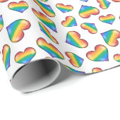 Rainbow Pride Flag Hearts Wrapping Paper Cadeaupapier (Rol Hoek)