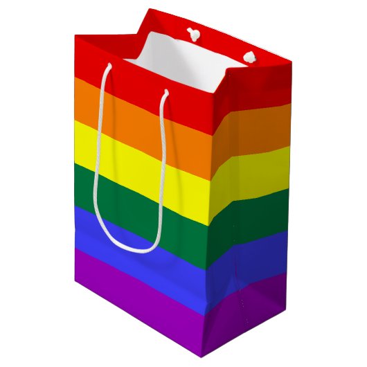 Rainbow Pride Flag Medium Cadeauzakje (Voorkant Gekanteld)