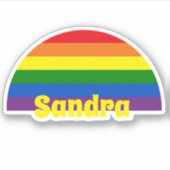 Rainbow Pride Flag Retro Sunset Gepersonaliseerde  Sticker (Voorkant)