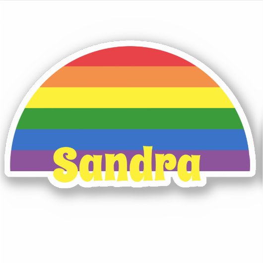 Rainbow Pride Flag Retro Sunset Gepersonaliseerde  Sticker (Voorkant)