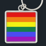 Rainbow Pride Flag Sleutelhanger<br><div class="desc">De zeskleurige versie van de Gay Pride Flag is populair sinds 1979. Het aantal strepen werd teruggebracht tot een even getal om te voorkomen dat de middelste kleur wordt verborgen wanneer hij verticaal op lampposten wordt vastgeklemd. Indigo stripe werd veranderd in royal blue stripe.</div>