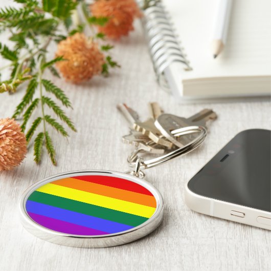 Rainbow Pride Flag Sleutelhanger (Zijkant)