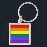 Rainbow Pride Flag Sleutelhanger<br><div class="desc">De zeskleurige versie van de Gay Pride Flag is populair sinds 1979. Het aantal strepen werd teruggebracht tot een even getal om te voorkomen dat de middelste kleur wordt verborgen wanneer hij verticaal op lampposten wordt vastgeklemd. Indigo stripe werd veranderd in royal blue stripe.</div>