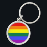 Rainbow Pride Flag Sleutelhanger<br><div class="desc">De zeskleurige versie van de Gay Pride Flag is populair sinds 1979. Het aantal strepen werd teruggebracht tot een even getal om te voorkomen dat de middelste kleur wordt verborgen wanneer hij verticaal op lampposten wordt vastgeklemd. Indigo stripe werd veranderd in royal blue stripe.</div>