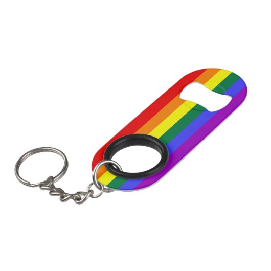 Rainbow Pride Flag Sleutelhanger Flessenopener (Voorkant Gekanteld)