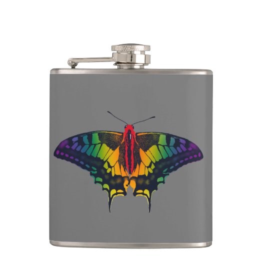 Rainbow Pride Flag Swallowtail Butterfly Heupfles (Voorkant)