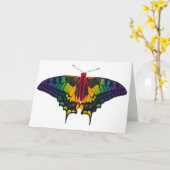 Rainbow Pride Flag Swallowtail Butterfly Kaart (Gele Bloem)
