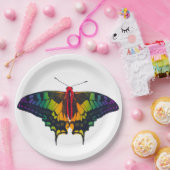 Rainbow Pride Flag Swallowtail Butterfly Papieren Bordje (Feest)