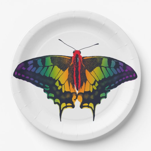Rainbow Pride Flag Swallowtail Butterfly Papieren Bordje (Voorkant)