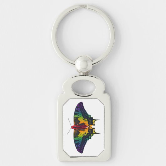 Rainbow Pride Flag Swallowtail Butterfly Sleutelhanger (Voorkant)