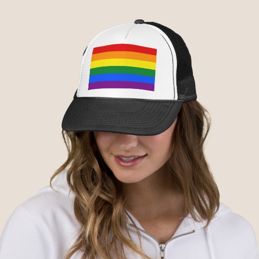 Rainbow Pride Flag Trucker Pet (In situ)