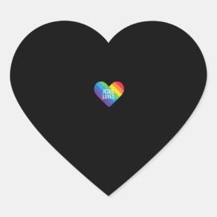 Rainbow Pride Gay Christelijk LGBTQ+ Jesus Loves T Hart Sticker