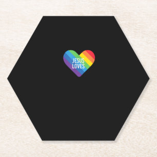 Rainbow Pride Gay Christelijk LGBTQ+ Jesus Loves T Kartonnen Onderzetters