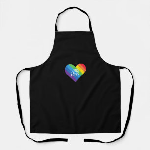 Rainbow Pride Gay Christelijk LGBTQ+ Jesus Loves T Schort