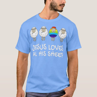 Rainbow Pride Gay Christelijke LGBTQ+ Jesus houdt  T-shirt