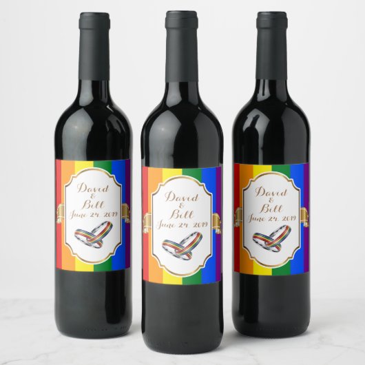Rainbow Pride Gay Huwelijk Custom Wijnfles Label Wijn Etiket (Flessen)