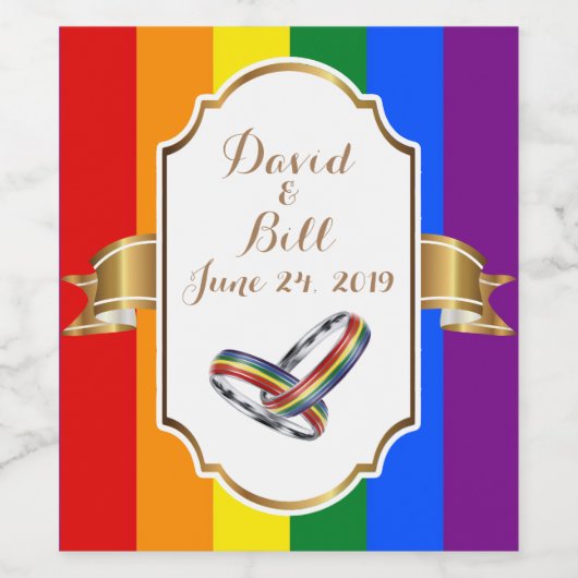 Rainbow Pride Gay Huwelijk Custom Wijnfles Label Wijn Etiket (Enkel label)