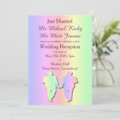 Rainbow Pride Gay Wedding Reception Uitnodiging (Staand voorkant)