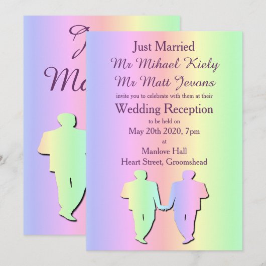 Rainbow Pride Gay Wedding Reception Uitnodiging (Voorkant / Achterkant)