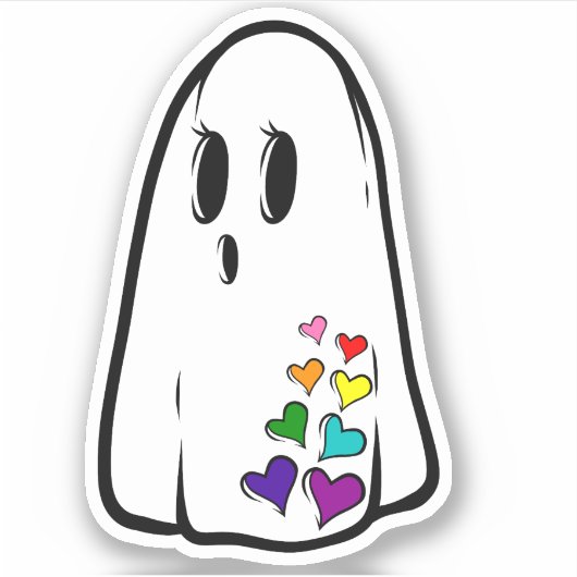 Rainbow Pride Ghost Sticker (Voorkant)