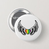 Rainbow Pride GLBT Heart met Wings Ronde Button 5,7 Cm (Voorkant /achterkant)