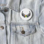 Rainbow Pride GLBT Heart met Wings Ronde Button 5,7 Cm (In situ)