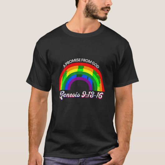 Rainbow Pride Gods belofte Genesis 9 13 Christelij T-shirt (Voorkant)