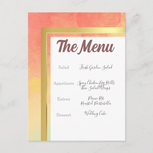 Rainbow Pride Gold Lijst Wedding Menu (Voorkant)